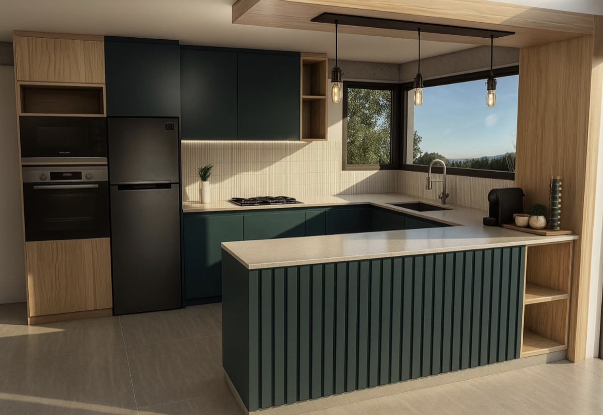 Cocina Azul + Madera